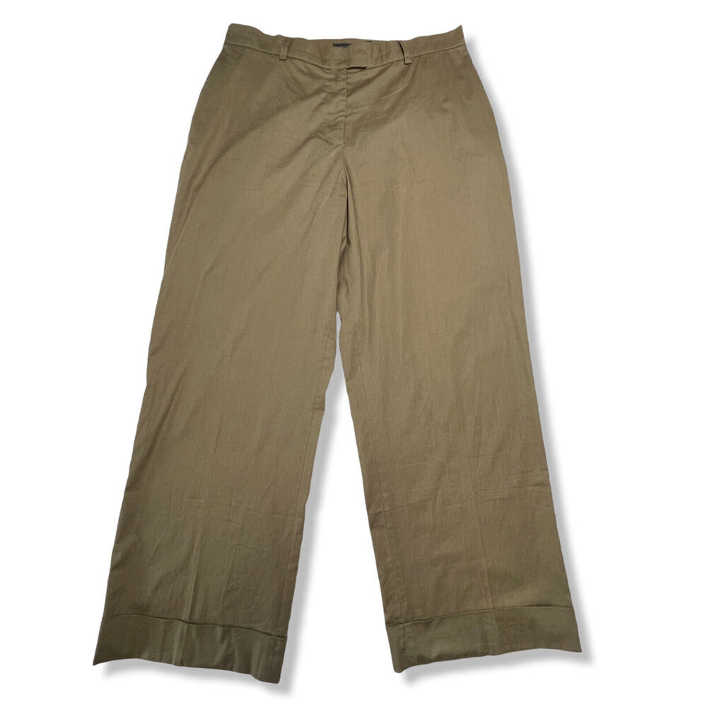 Pinko High Waist Wide Leg Stretch Pants SIZE 10 Brown Cuffed Made in Italy